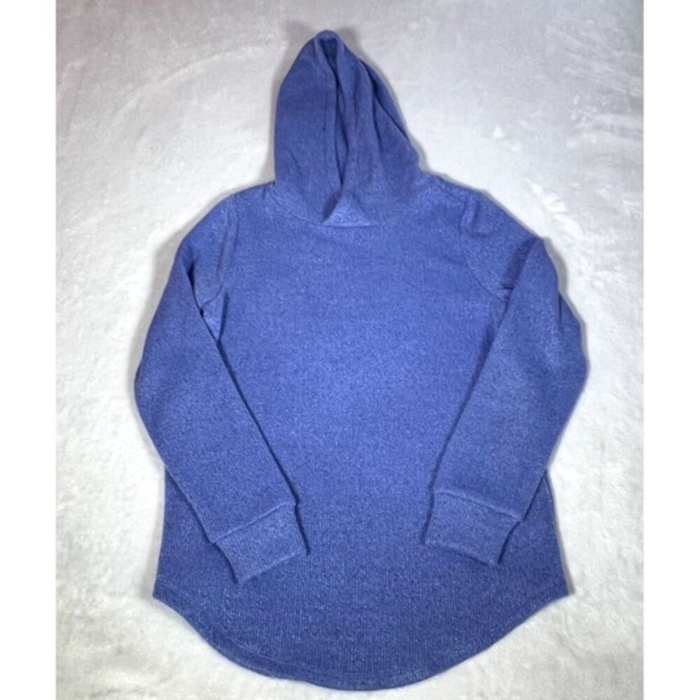 Ann Taylor Loft Sweater Womens M Blue Hooded Pullover Casual‎ Athleisure Acrylic